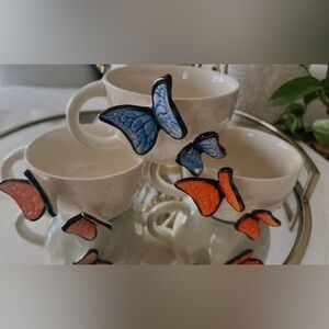 Butterfly Accent Ceramic Mugs